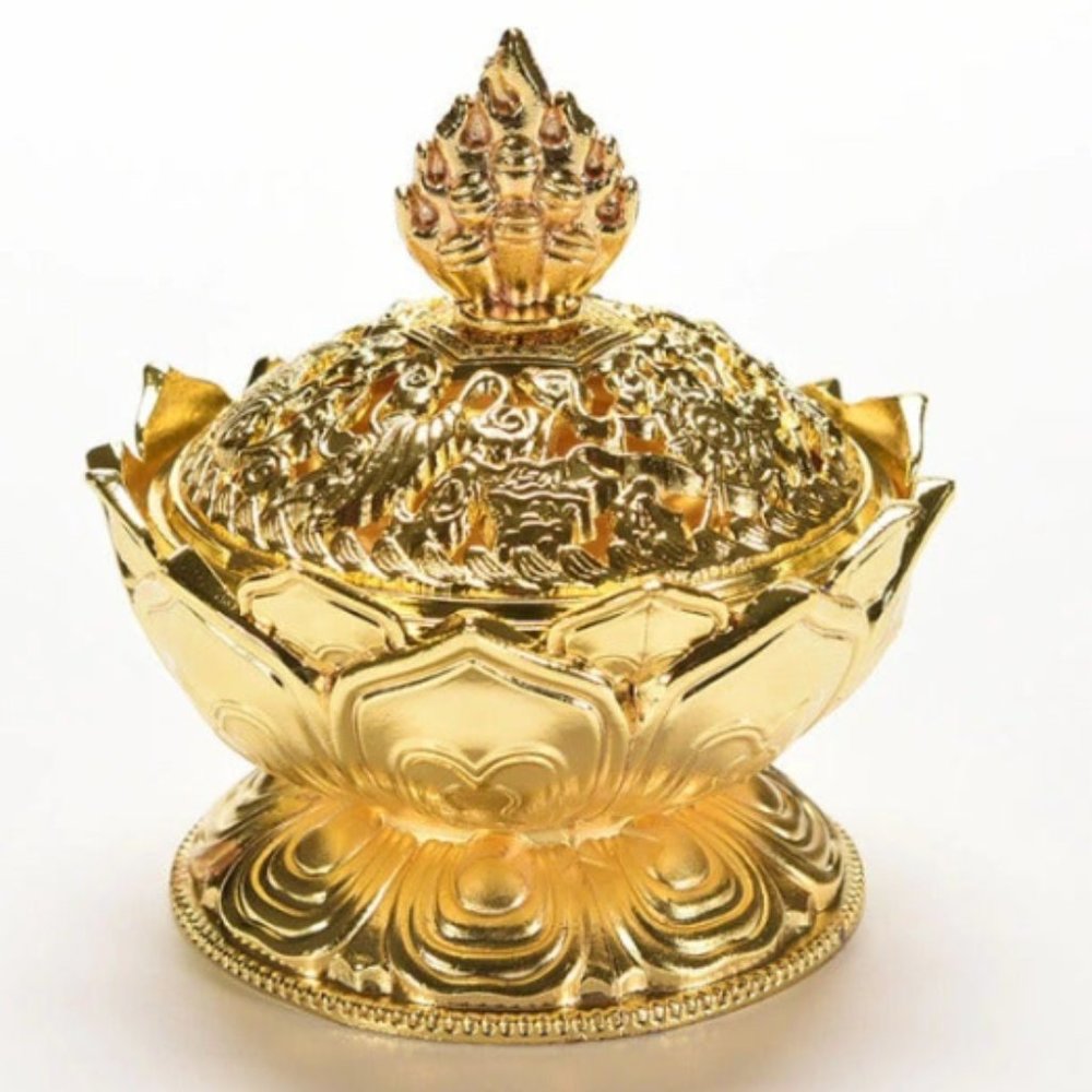 Holy Tibetan Lotus Incense Burner color gold